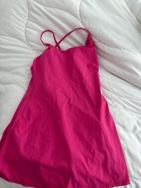 Hot pink sports dress with spandex and pocket